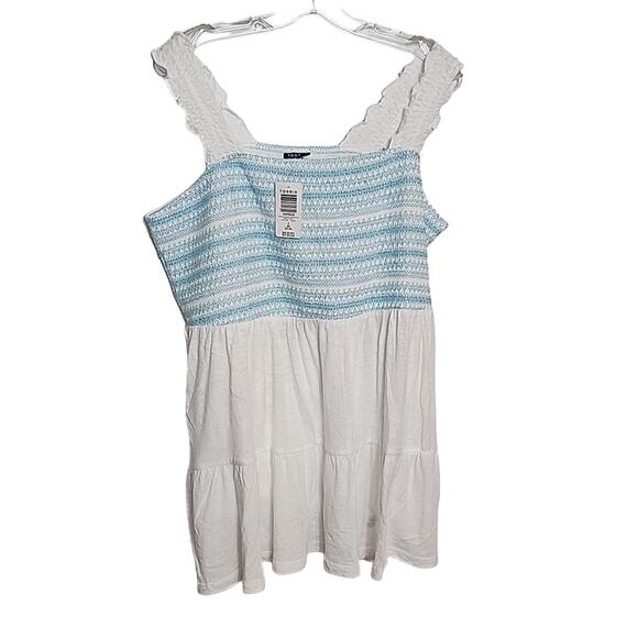 Torrid Bright White Cotton Modal Slub Square Neck Smocked Babydoll, NWT - Picture 1 of 7